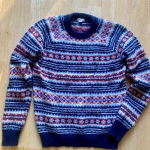 Crewcuts Navy and Red Patterned Crewneck Sweater by JCrew